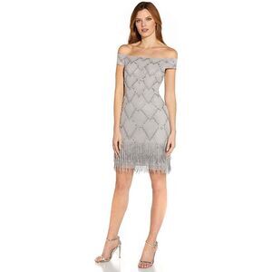 Adrianna Papell Women's Beaded Off Shoulder Dress size 8